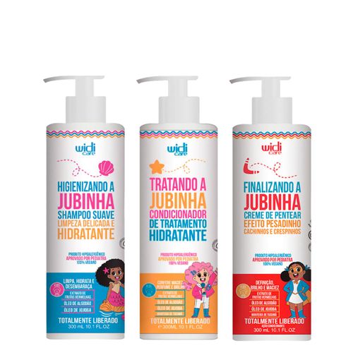 Kit Widi Care Higienizando a Jubinha Suave Limpeza Delicada Hidratante Shampoo 300ml + Condicionador 300ml + Creme de Pentear Pesadinho Jubinha 300ml Kit