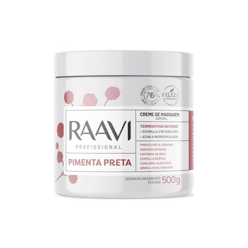 Raavi Creme de Massagem Corporal Pimenta Preta 500 g