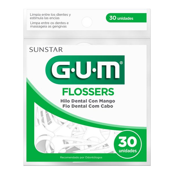 Fio Dental GUM Flosser Basic com Haste 30 Unidades