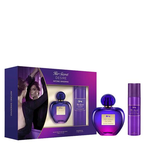Kit Perfume Banderas Her Secret Desire Feminino - Eau de Toilette 80ml + Desodorante 150ml Coffret