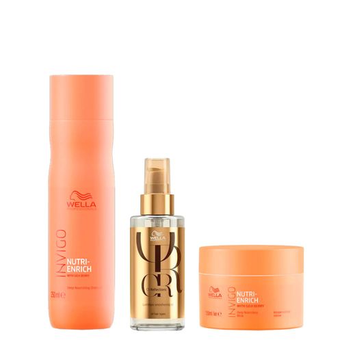 Kit Wella Professionals Nutri-Enrich Shampoo + Máscara + Óleo Oil Reflections Kit Kit Wella Professionals Nutri-Enrich Shampoo + Máscara + Óleo Oil Reflections Kit