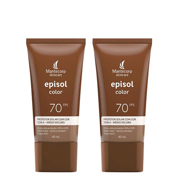 Kit Mantecorp Episol Color Protetor Solar Facial 4-Médio Escuro Fps70 40ml - 2 Unidades Kit