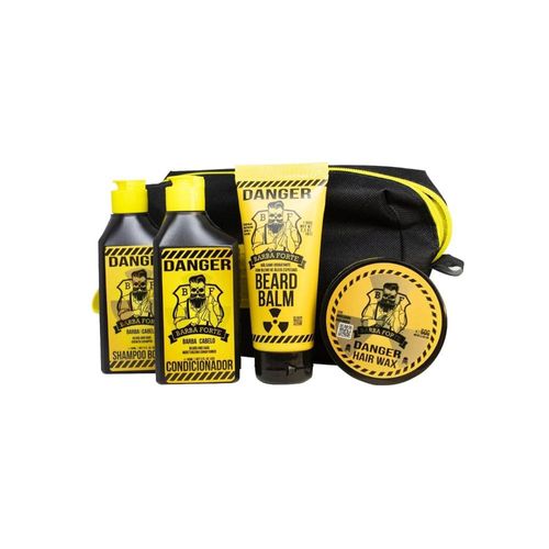 Barba Forte Danger Kit Viagem 4 Produtos + Necessaire Barba Forte Danger Kit Viagem 4 Produtos + Necessaire
