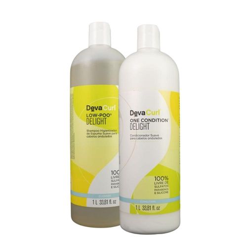 Kit DevaCurl Low-Poo Delight Shampoo e Condicionador 1 Litro Kit DevaCurl Low-Poo Delight Shampoo e Condicionador 1 Litro