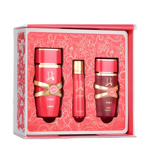Kit Lattafa Yara Candy Feminino - Eau de Parfum 100ml + 12ml + Hair Mist 50ml Kit