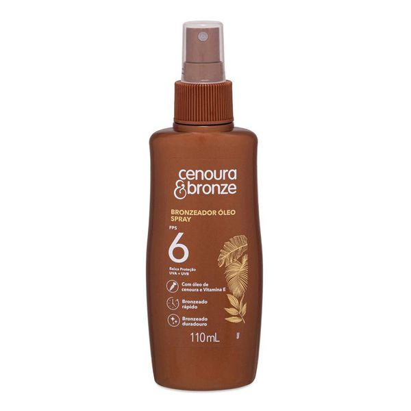 Bronzeador Óleo FPS 6 FP UVA 2 Cenoura & Bronze Frasco 110ml Spray Bronzeador Óleo FPS 6 FP UVA 2 Cenoura & Bronze Frasco 110ml Spra