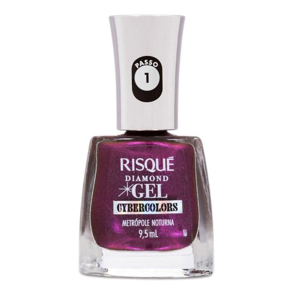 Esmalte Roxo Risqué Diamond Gel Cybercolors Metrópole Noturna Metálico 9,5ml