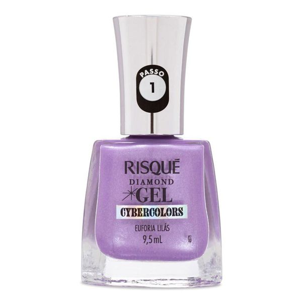 Esmalte Lilás Risqué Diamond Gel Cybercolors Euforia Lilás Metálico 9,5ml