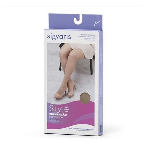 120B - Meia Sigvaris Audace Meia Calça 15-20 MMHG Feminina COM PONTEIRA F PRETA Cor: Preta                    Tam: F COM PONTEIRA F PRETA