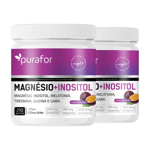 Kit 2 Magnésio e Inositol 210g Purafor Noite