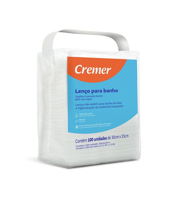 Lenço Para Banho Cremer C/ 100 Unidades