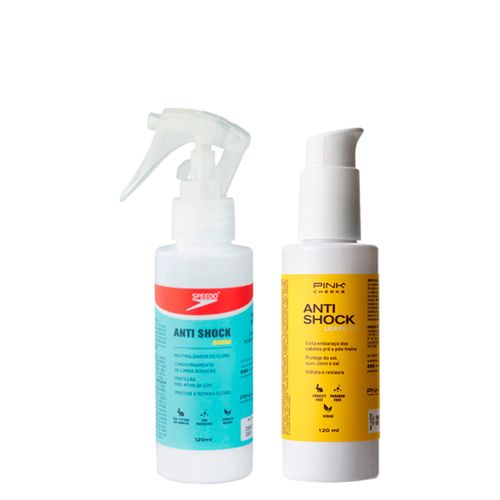 Kit Pink Cheeks Capilar - Leave-In Anti Shock Pré Treino 120ml + Leave-In Anti Shock Swim Speedo Spray 120ml Kit Kit Pink Cheeks Capilar - Leave-In Anti Shock Pré Treino 120ml + Leave-In Anti Shock Swim Speedo Spray 120ml Kit