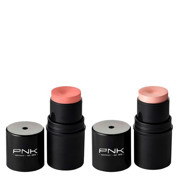 Kit Pink Cheeks - Blush Em Bastão Cremoso Sport All In One Fps 30 Fpuva 10 Soft Peach 4,5g + Iluminador Em Bastão Cremoso Champagne 4,5g Kit