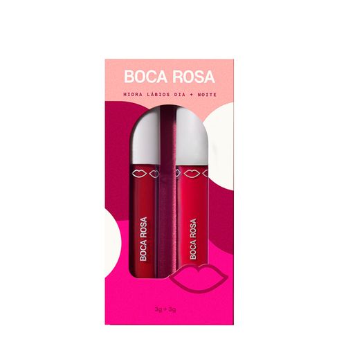 Kit Hidra Gloss Boca Rosa Dia + Noite Rosa 3g + Hidra Gloss Vermelho 3g Kit