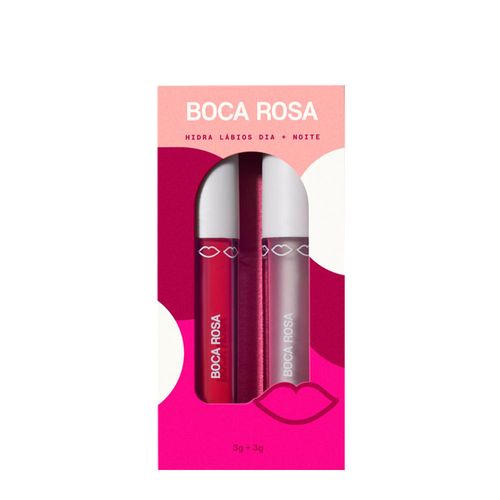 Kit Hidra Gloss Boca Rosa Dia + Noite Natural 3g + Hidra Gloss Rosa 3g Kit