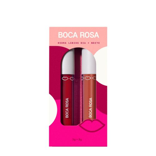 Kit Hidra Gloss Boca Rosa Dia + Noite Vermelho 3g + Hidra Gloss Bege 3g Kit