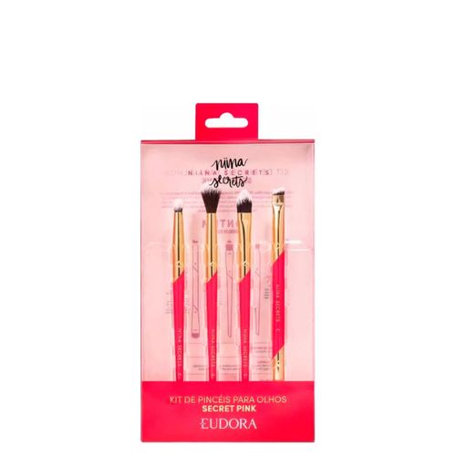 Kit Pincel para Olhos Eudora Niina Secrets Secret Pink - 4 Unidades Kit Kit Pincel para Olhos Eudora Niina Secrets Secret Pink - 4 Unidades Kit