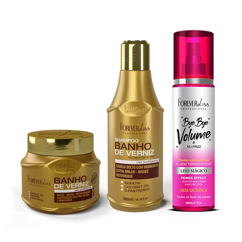 Kit Especial Banho de Verniz com Bye Bye Volume Forever Liss ÚNICO