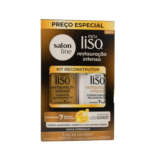 Kit Salon Line Meu Liso Reconstrutor Shampoo Condicionador