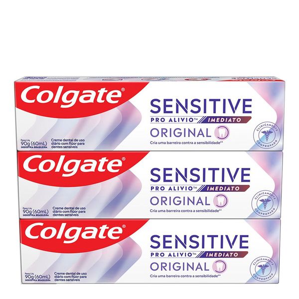 Kit Pasta De Dente Colgate Sensitive Pro Alívio Imediato Original 3 unidades de 90g