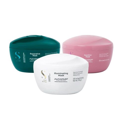 Kit Alfaparf Semi Di Lino Cronograma Capilar  Máscara de Hidratação Nutrição Reconstrução 3 x 200 ml Kit Alfaparf Semi Di Lino Cronograma Capilar Máscara 3x200ml