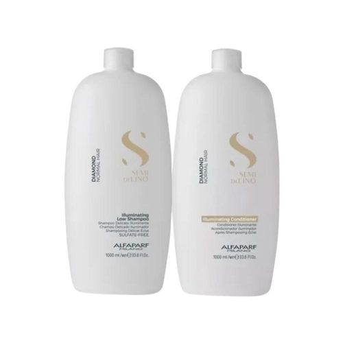 Kit Alfaparf Semi Di Lino Diamond Illuminating Shampoo 1 Litro + Condicionador 1 Litro Kit Alfaparf Semi Di Lino Diamond Shampoo Condicionador
