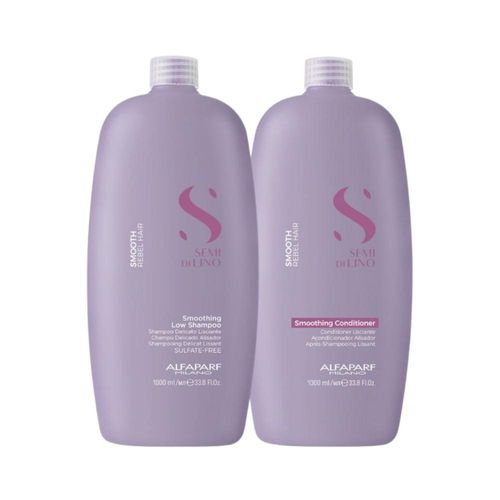 Kit Alfaparf Semi Di Lino Smoothing Rebel Hair Shampoo 1 Litro + Condicionador 1 Litro Kit Alfaparf Semi Di Lino Smooth Shampoo Condicionador 1L