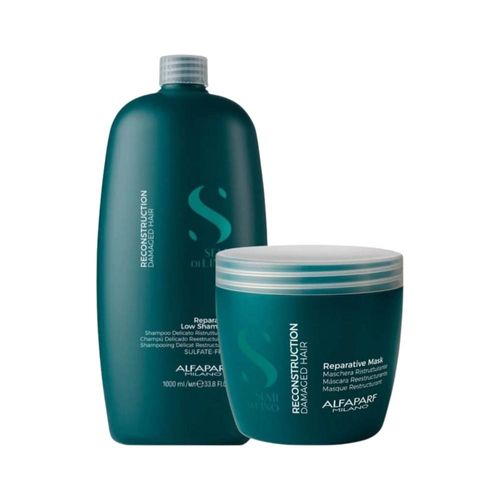 Kit Alfaparf Semi Di Lino Reconstruction Reparative Shampoo 1 Litro + Máscara 500 ml Kit Alfaparf Semi Di Lino Reconstruction Shampoo Máscara