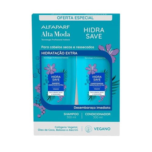 Kit Alfaparf Alta Moda Hidra Save Shampoo e Condicionador Hidratação Nutrição 300 ml Kit Alfaparf Alta Moda Hidra Save Shampoo e Condicionador