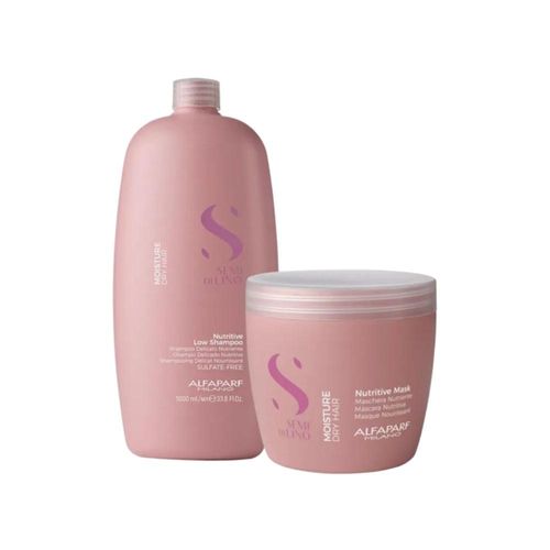 Kit Alfaparf Semi di Lino Moisture Nutritive Shampoo 1 Litro + Máscara 500 ml Kit Alfaparf Semi di Lino Moisture Nutritive Shampoo Máscara