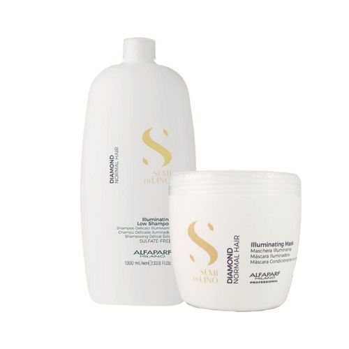 Kit Alfaparf Semi Di Lino Diamond Illuminating Shampoo 1 Litro + Máscara 500 ml Kit Alfaparf Semi Di Lino Diamond Shampoo Máscara
