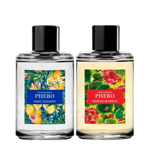Kit Colônia Phebo Mediterrâneo Limão Sicíliano Unissex 200ml + Colônia Gerânio Bourbon Unissex 200ml Kit Kit Colônia Phebo Mediterrâneo Limão Sicíliano Unissex 200ml + Colônia Gerânio Bourbon Unissex 200ml Kit