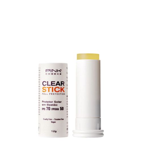 Protetor Solar Facial Pink Cheeks Clear Stick FPS 70 FPUVA 50 Transparente 12g Transparente
