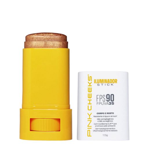 Iluminador Multifuncional Corporal e Facial com Proteção Solar Pink Cheeks FPS 90 FPUVA 35 Gold 17,5g Gold 17,5g