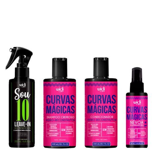Kit Widi Care Curvas Mágicas Shampoo 300ml + Condicionador 300ml + Névoa Iluminadora 60ml + Leave-In Sou 10 200ml Kit Kit Widi Care Curvas Mágicas Shampoo 300ml + Condicionador 300ml + Névoa Iluminadora 60ml + Leave-In Sou 10 200ml Kit
