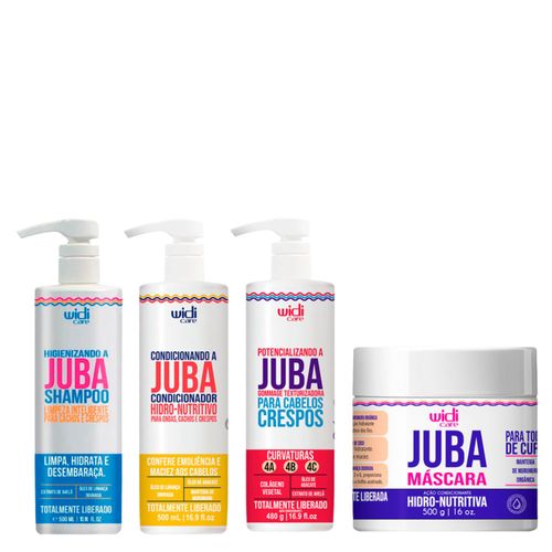 Kit Widi Care Juba Shampoo 500ml + Máscara Hidro Nutritiva Ação Condicionante 500ml + Condicionador 500ml + Texturizadora 480g Kit