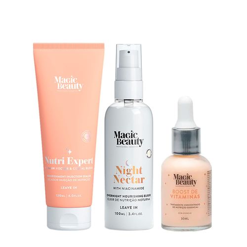 Kit Magic Beauty Nutri Expert Vitamin Night Nectar - Leave-In 100ml + Selador 120ml + Boost 30ml Kit