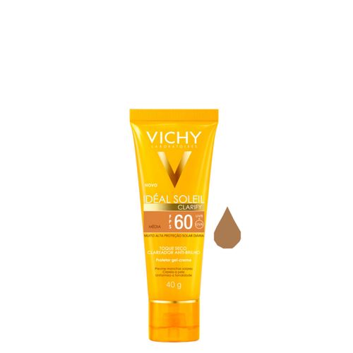 Protetor Solar Facial Semi-Matte FPS 60 Vichy Idéal Soleil Média 40g Média