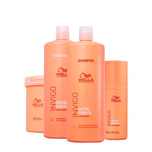 Kit Wella Professionals Invigo Nutri Enrich - Shampoo 1000ml + Condicionador 1000ml + Máscara 500ml + Leave-In 150ml Kit