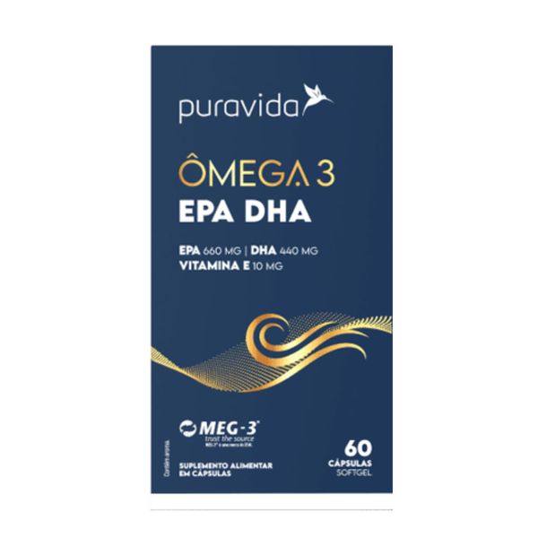 Ômega 3 EPA DHA Puravida 60caps
