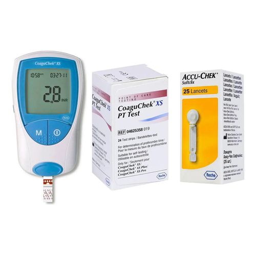 Kit CoaguChek XS Roche Aparelho + 24 Tiras + 25 Lancetas INR