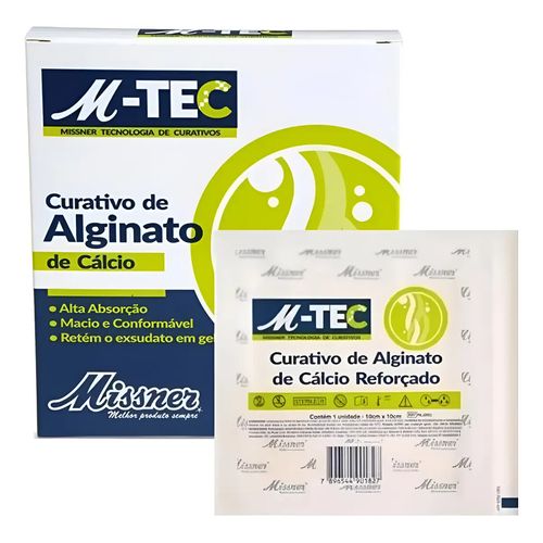 Curativo de Alginato de Cálcio 10x10cm M-tec Missner Estéril