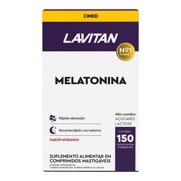 Melatonina Lavitan 0.21mg Sabor Morango 150 Comprimidos Mastigáveis