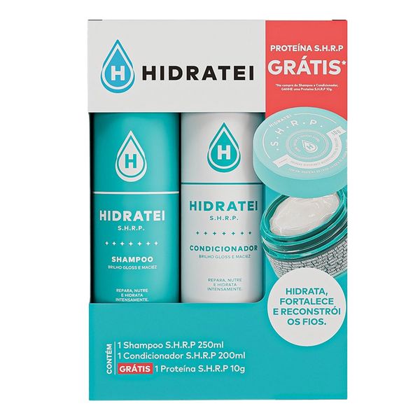 Kit Hidratei S.H.R.P Shampoo 250ml + Condicionador 200ml + Creme Proteína 10g