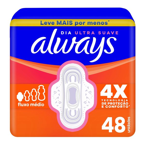 Absorvente Always Dia Ultra Suave Com Abas 48 Unidades