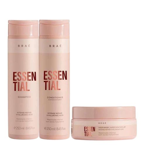 Kit Braé Essential Shampoo 250 ml + Condicionador 250 ml + Máscara 200 g Kit Braé Essential Shampoo Condicionador e  Máscara