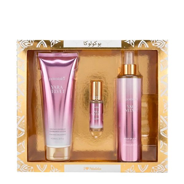 Kit Pokoloka Luxury Elixir Yara Velvet - Deo Colônia 15ml + Hidratante 240ml + Body Splash 250ml Kit