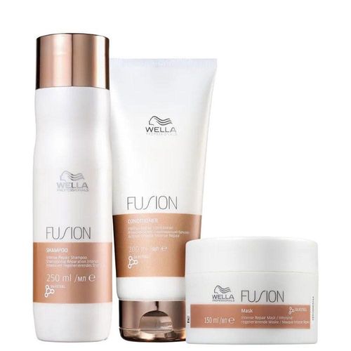 Kit Wella Fusion Shampoo 250 ml + Condicionador 200 ml + Máscara 150 ml Kit Wella Fusion Shampoo Condicionador  e Máscara