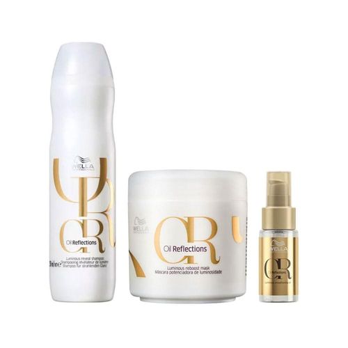 Kit Wella Oil Reflections Shampoo 250 ml + Máscara 150 ml + Oleo Light 30 ml Kit Wella Oil Reflections Shampoo Máscara e Oleo Light