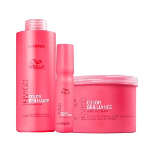 Kit Wella Color Brilliance Shampoo 1 Litro + Máscara 500 ml + Leave-in 150 ml Kit Wella Invigo Color Brilliance Shampoo Màscara Leave-In Kit Wella Color Brilliance Shampoo 1 Litro + Máscara 500 ml + Leave-in 150 ml Kit Wella Invigo Color Brilliance Shampoo Màscara Leave-In